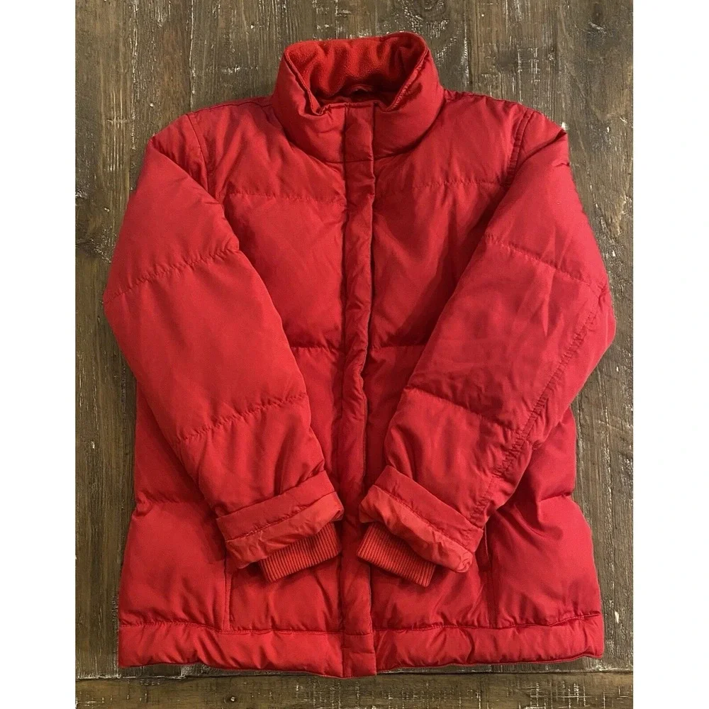 Vintage Y2K GAP Puffer Jacket Red Unisex S Quilted Down Heavyweight Winter Coat